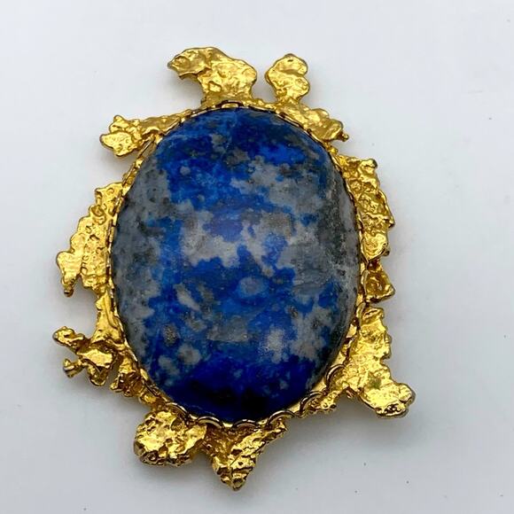 Lapis Lazuli Gold Tone Detail Trim Bolo Tie - Picture 1 of 6